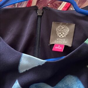 Vince Camuto Navy and Blue Patterned Dress